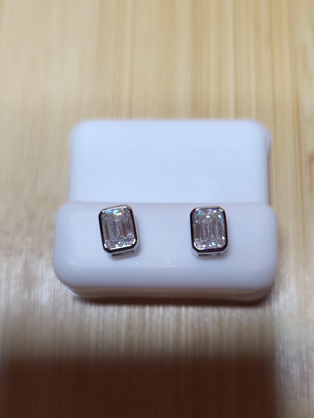 Classic 2CTW Clear Moissanite Emerald-Cut Stud Earrings 925 Sterling Silver